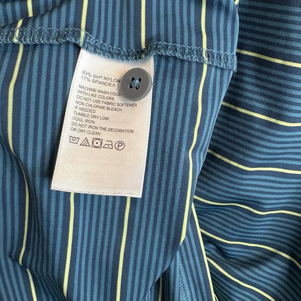 Tommy Bahama Shirt Mens Med Island Zone Blue Yellow Stripe Performance Golf Polo - Picture 6 of 7